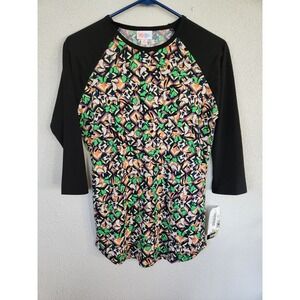 Lularoe Randy Disney Top Goofy‎ Pattern Black Sleeves Womens XS NWT